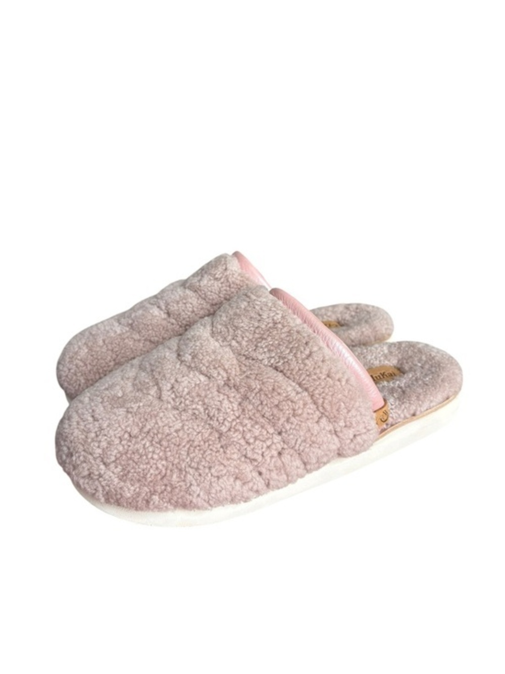 Olukai Pupu Mua Genuine Shearling Scuff Slipper in pink sea salt size 10